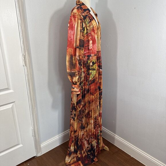 Latiste Maxi Dress Womens 3X Sheer Multicolor V Neck Vacation Formal - Picture 5 of 14